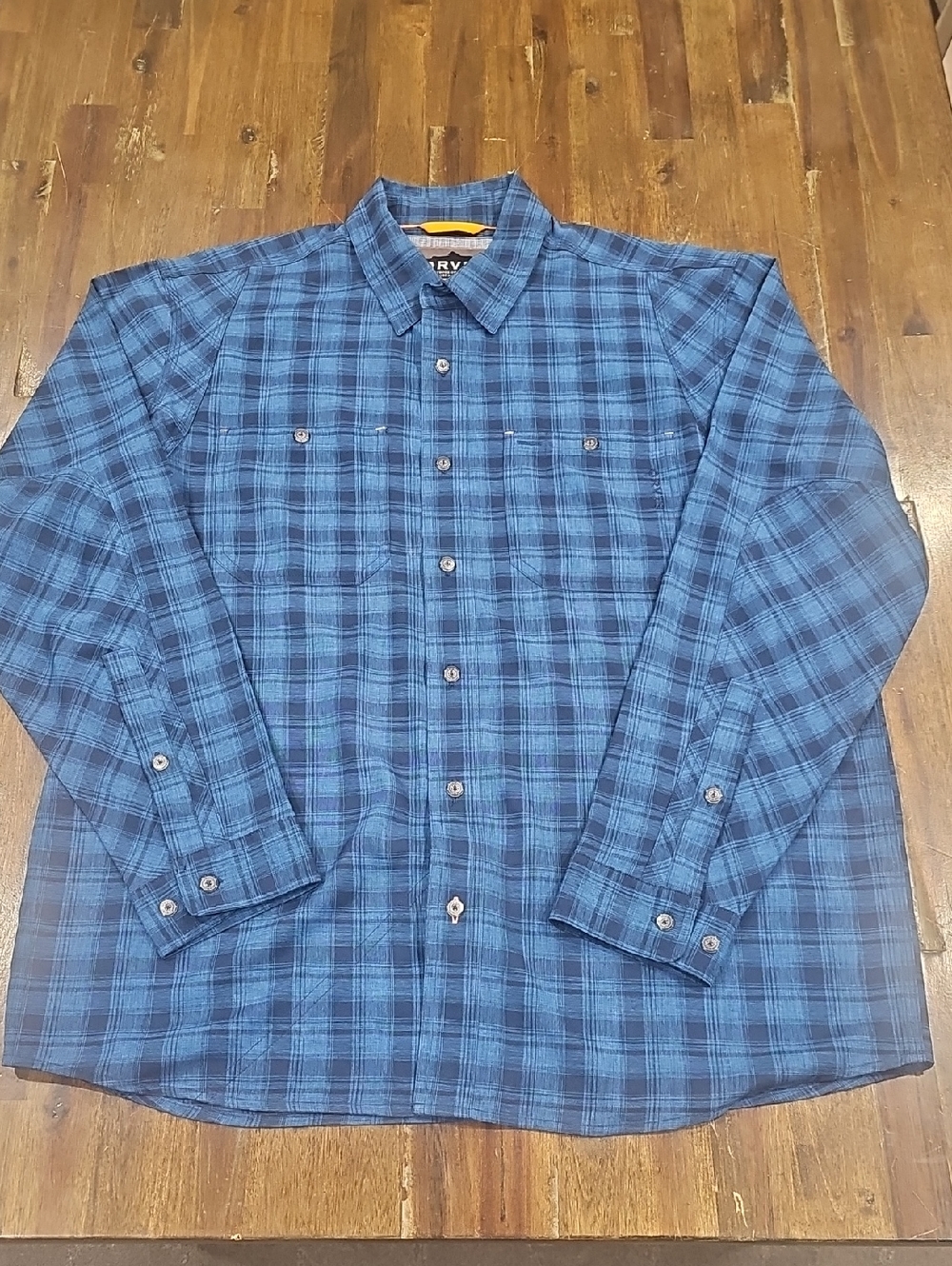 Orvis Blue Plaid Long-Sleeve Button-Down Shirt